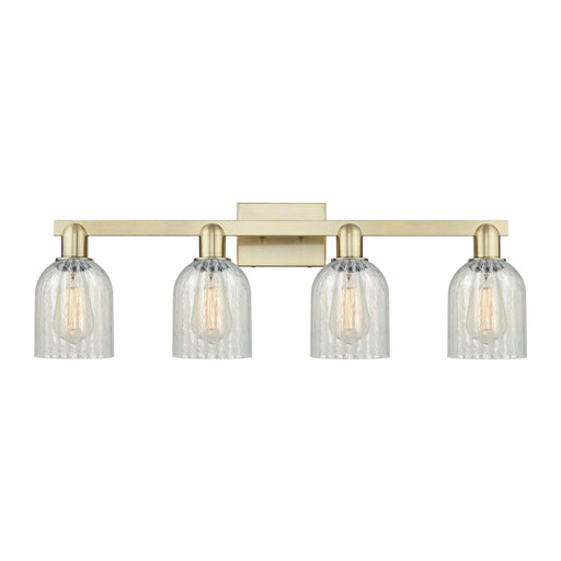 Innovations Caledonia 32in 4-Light Bath Vanity Light | Industrial Antique Brass Steel and Mouchette Glass | Bathroom Vanity & | Model 716-4W-AB-G2511