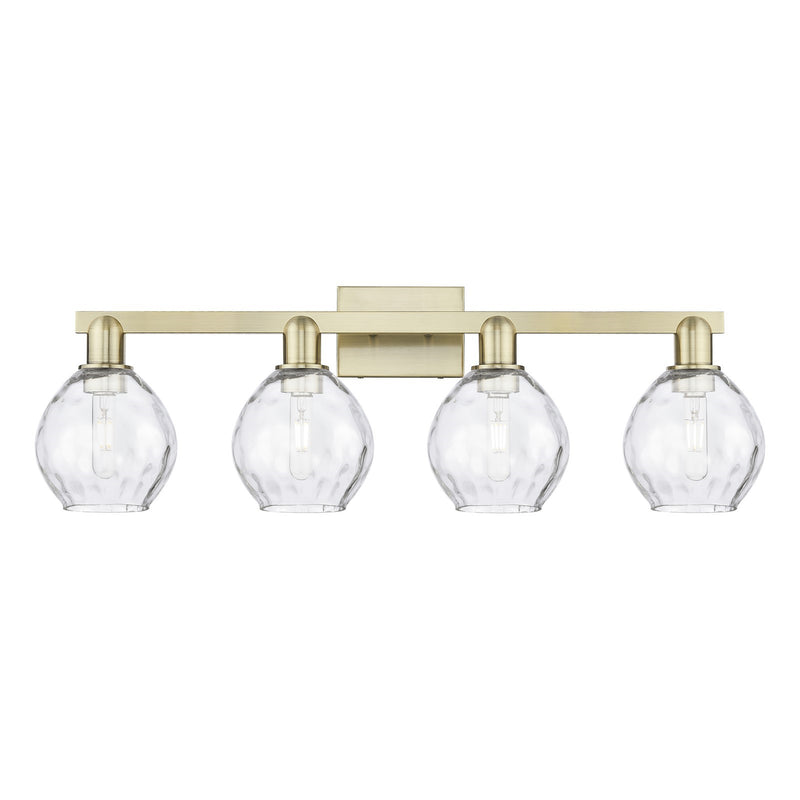 Innovations Waverly 33in 4-Light Bath Vanity Light | Industrial Antique Brass and Clear Glass | Bathroom Vanity | Model 716-4W-AB-G362