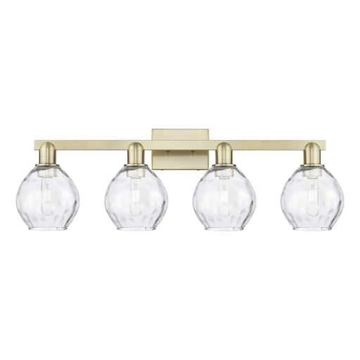 Innovations Waverly 33in 4-Light Bath Vanity Light | Industrial Antique Brass and Clear Glass | Bathroom Vanity | Model 716-4W-AB-G362