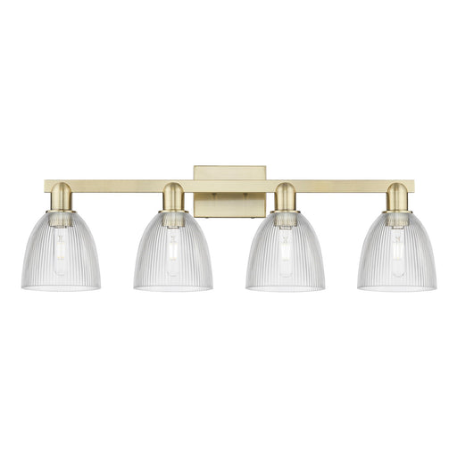 Innovations Castile 33in 4-Light Bath Vanity Light | Industrial Antique Brass and Clear Glass | Bathroom Vanity | Model 716-4W-AB-G382