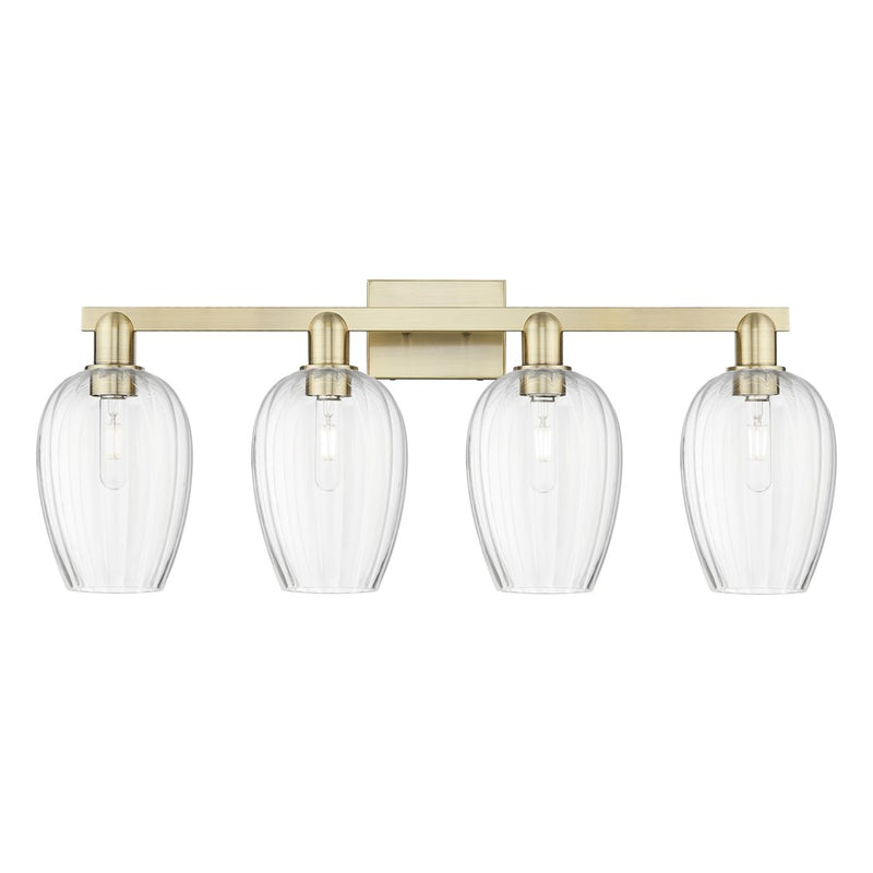Innovations Preston 4Lt 36" Flute Bath, Antique Brass/Clear - 716-4W-AB-G457-6CL
