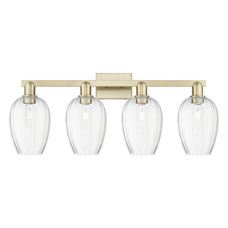 Innovations Preston 4Lt 36" Flute Bath, Antique Brass/Clear - 716-4W-AB-G457-6CL