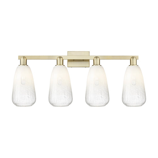 Innovations Brookhaven Almond 33in 4-Light Bath Vanity Light | Industrial Antique Brass Steel and Opal Glass | Bathroom Vanity | Model 716-4W-AB-G480-6OP