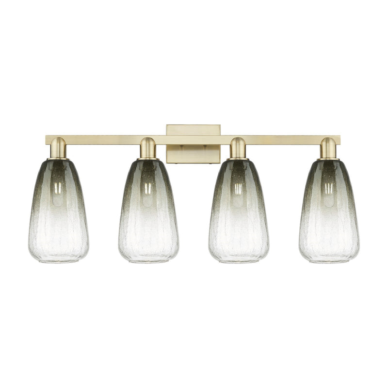 Innovations Brookhaven Almond 33in 4-Light Bath Vanity Light | Industrial Antique Brass Steel and Slate Glass | Bathroom Vanity | Model 716-4W-AB-G480-6SL