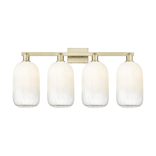 Innovations Brookhaven Cloche 34in 4-Light Bath Vanity Light | Industrial Antique Brass Steel and Opal Glass | Bathroom Vanity | Model 716-4W-AB-G482-7OP