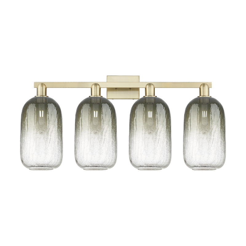 Innovations Brookhaven Cloche 34in 4-Light Bath Vanity | Industrial Antique Brass Steel and Slate Glass | Bathroom Vanity & | Model 716-4W-AB-G482-7SL