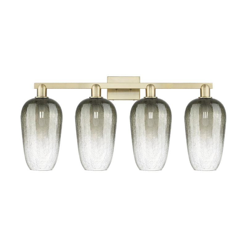 Innovations Brookhaven Flute 34in 4-Light Bath Vanity Light | Industrial Antique Brass Steel and Slate Glass | Bathroom Vanity | Model 716-4W-AB-G484-7SL
