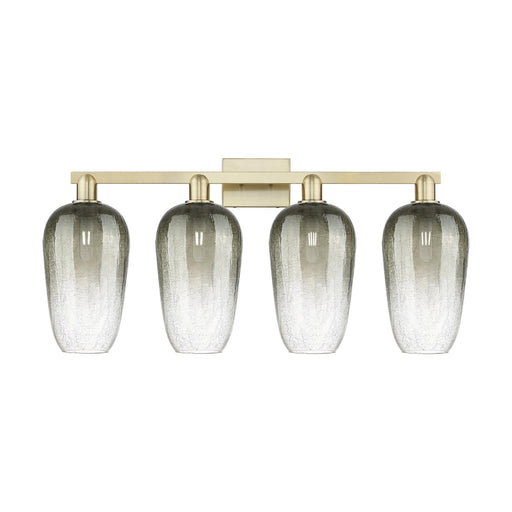 Innovations Brookhaven Flute 34in 4-Light Bath Vanity Light | Industrial Antique Brass Steel and Slate Glass | Bathroom Vanity | Model 716-4W-AB-G484-7SL