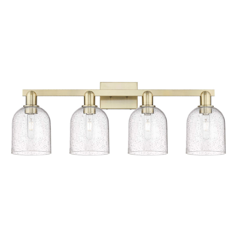 Innovations Bella 33in 4-Light Bath Vanity Light | Industrial Antique Brass and Seedy Glass | Bathroom Vanity | 32.5 x 11.25 in | Model 716-4W-AB-G558-6SDY
