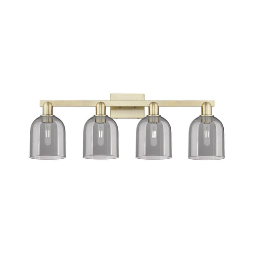 Innovations Bella 33in 4-Light Bath Vanity Light | Industrial Antique Brass and Light Smoke Glass | Bathroom Vanity | Model 716-4W-AB-G558-6SM