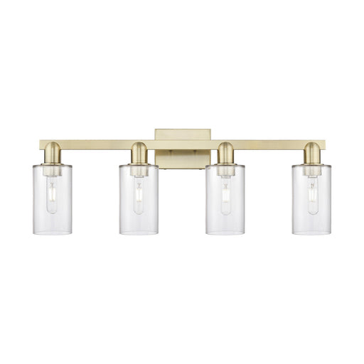 Innovations Clymer 31in 4-Light Bath Vanity Light | Industrial Antique Brass and Clear Glass | Bathroom Vanity | 30.88 x 10.62 in | Model 716-4W-AB-G802