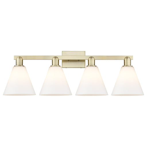 Innovations Berkshire Glass 35in 4-Light Bath Vanity Light | Industrial Antique Brass Steel and Matte White Glass | Bathroom | Model 716-4W-AB-GBC-81