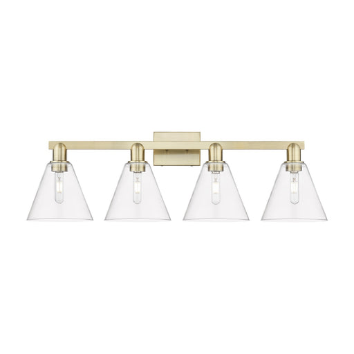 Innovations Berkshire Glass 35in 4-Light Bath Vanity Light | Industrial Antique Brass Steel and Clear Glass | Bathroom Vanity | Model 716-4W-AB-GBC-82