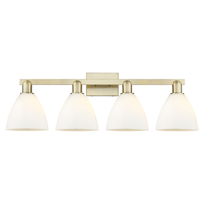 Innovations Bristol 35in 4-Light Bath Vanity Light | Industrial Antique Brass and Matte White Glass | Bathroom Vanity | Model 716-4W-AB-GBD-751