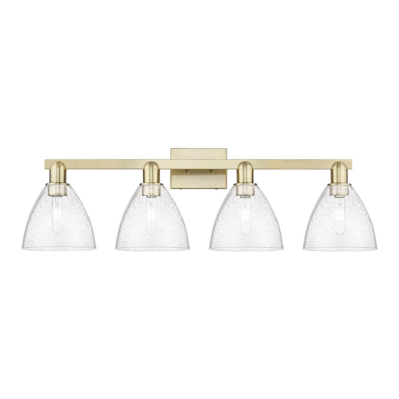Innovations Bristol 35in 4-Light Bath Vanity Light | Industrial Antique Brass and Seedy Glass | Bathroom Vanity | 34.5 x 11.25 in | Model 716-4W-AB-GBD-754