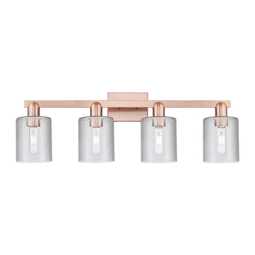 Innovations Cobbleskill 32in 4-Light Bath Vanity Light | Industrial Antique Copper Steel and Clear Glass | Bathroom Vanity | Model 716-4W-AC-G112
