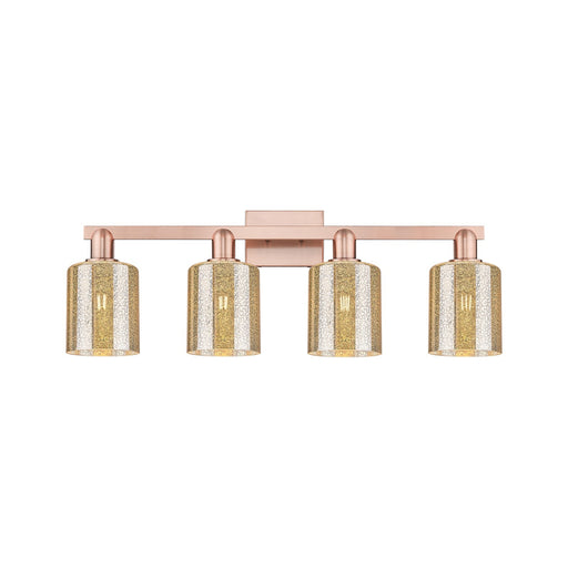 Innovations Cobbleskill 32in 4-Light Bath Vanity Light | Industrial Antique Copper Steel and Mercury Glass | Bathroom Vanity | Model 716-4W-AC-G116