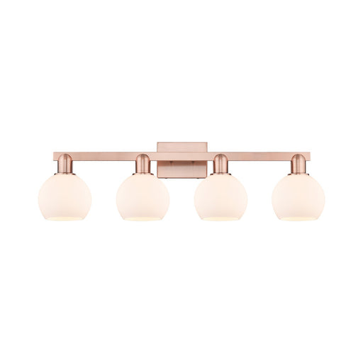 Innovations Athens 33in 4-Light Bath Vanity | Industrial Antique Copper and Matte White Glass | Bathroom Vanity | Model 716-4W-AC-G121-6