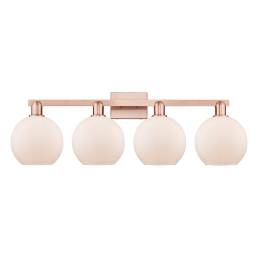 Innovations Athens 35in 4-Light Bath Vanity Light | Industrial Antique Copper Steel and Matte White Glass | Bathroom Vanity | Model 716-4W-AC-G121-8