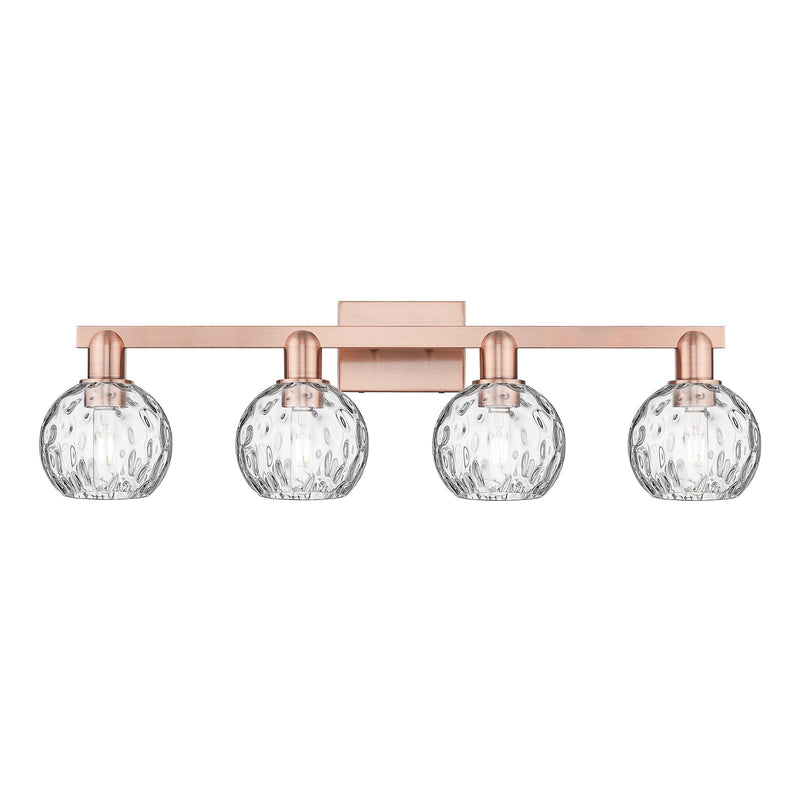 Innovations Athens Water Glass 33in 4-Light Bath Vanity | Industrial Antique Copper Steel and Clear Water Glass | Bathroom | Model 716-4W-AC-G1215-6