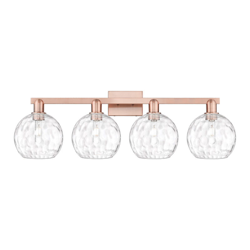 Innovations Athens Water Glass 35in 4-Light Bath Vanity | Industrial Antique Copper and Clear Water Glass | Bathroom & Powder | Model 716-4W-AC-G1215-8