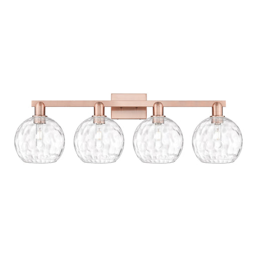 Innovations Athens Water Glass 35in 4-Light Bath Vanity | Industrial Antique Copper and Clear Water Glass | Bathroom & Powder | Model 716-4W-AC-G1215-8