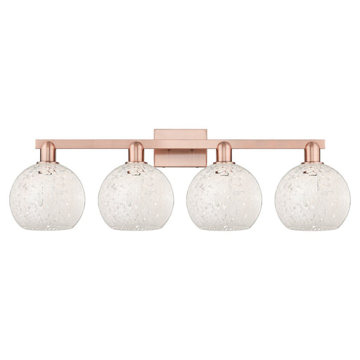 Innovations Lighting White Mouchette 35in 4-Light Bath Vanity | Industrial Transitional Antique Copper Steel and White | Model 716-4W-AC-G1216-8WM