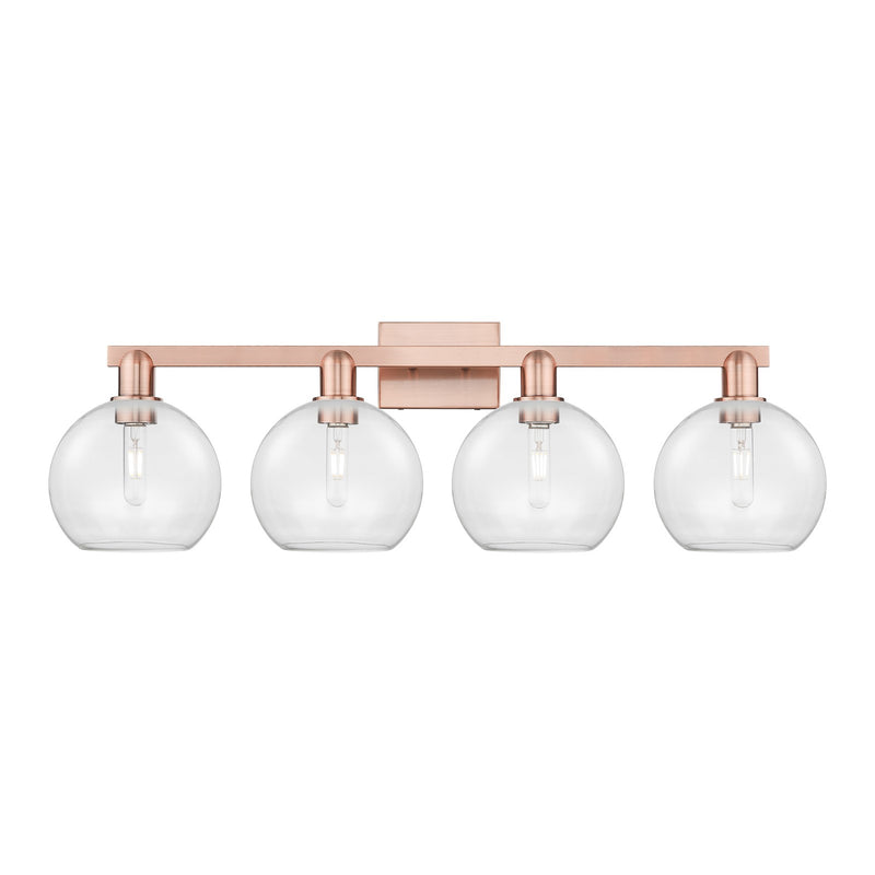 Innovations Athens 35in 4-Light Bath Vanity Light | Industrial Antique Copper Steel and Clear Glass | Bathroom Vanity | Model 716-4W-AC-G122-8