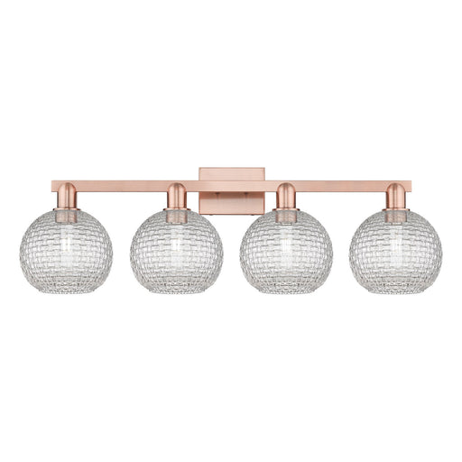 Innovations Athens 35in 4-Light Bath Vanity Light | Industrial Antique Copper Steel and Clear Basket Weave Glass | Bathroom | Model 716-4W-AC-G122C-8CL