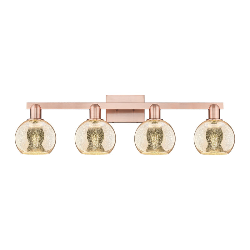 Innovations Athens 33in 4-Light Bath Vanity | Industrial Antique Copper Steel and Mercury Glass | Bathroom Vanity Light | Model 716-4W-AC-G128-6
