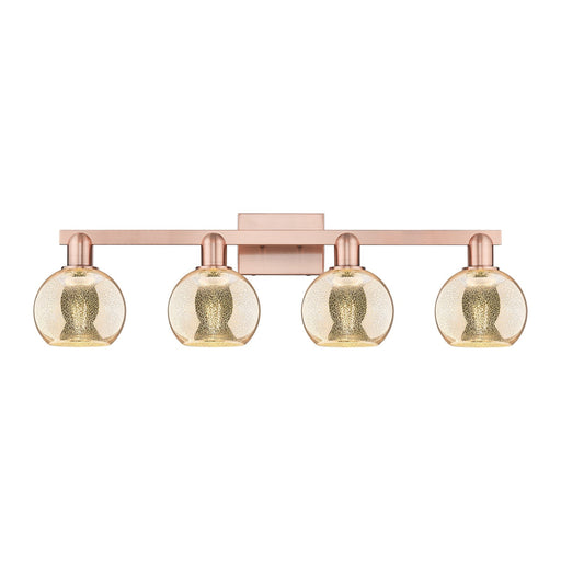 Innovations Athens 33in 4-Light Bath Vanity | Industrial Antique Copper Steel and Mercury Glass | Bathroom Vanity Light | Model 716-4W-AC-G128-6