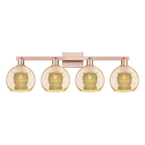 Innovations Athens 35in 4-Light Bath Vanity Light | Industrial Antique Copper Steel and Mercury Glass | Bathroom Vanity | Model 716-4W-AC-G128-8