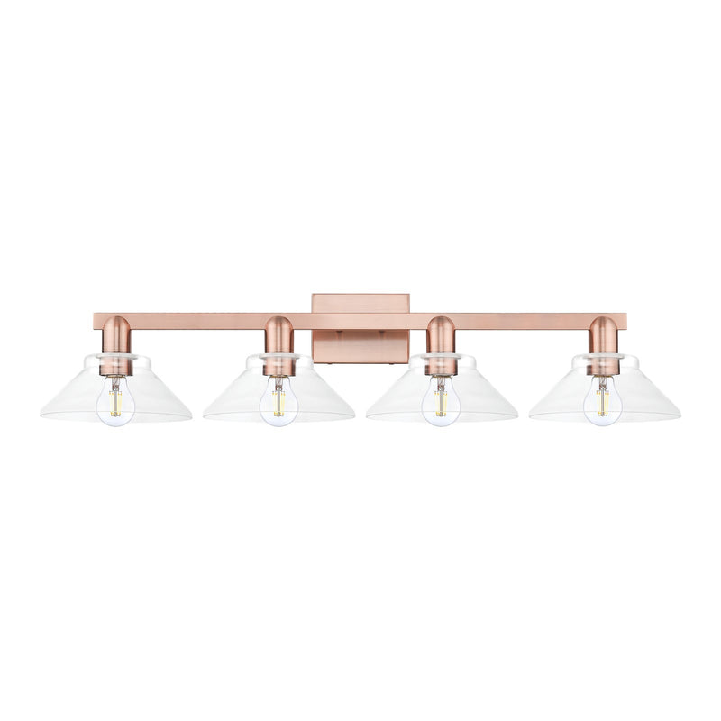 Innovations Orwell 35in 4-Light Bath Vanity Light | Industrial Antique Copper Steel and Clear Glass | Bathroom Vanity | Model 716-4W-AC-G132