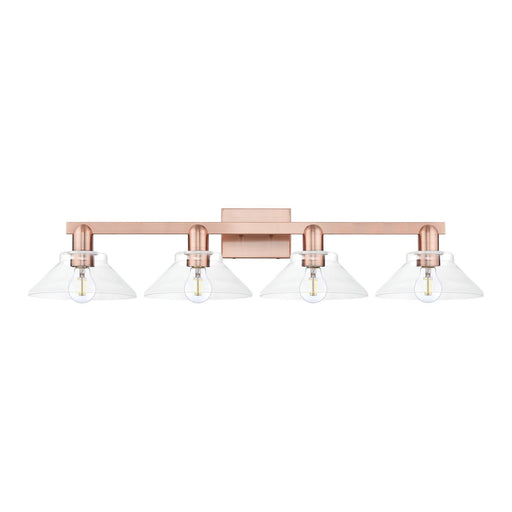 Innovations Orwell 35in 4-Light Bath Vanity Light | Industrial Antique Copper Steel and Clear Glass | Bathroom Vanity | Model 716-4W-AC-G132