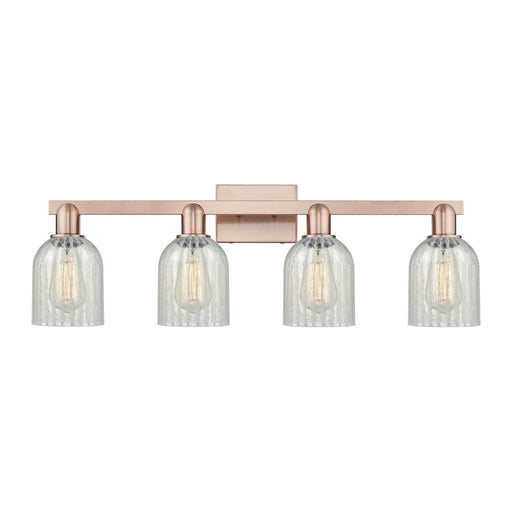 Innovations Caledonia 32in 4-Light Bath Vanity Light | Industrial Antique Copper Steel and Mouchette Glass | Bathroom Vanity | Model 716-4W-AC-G2511