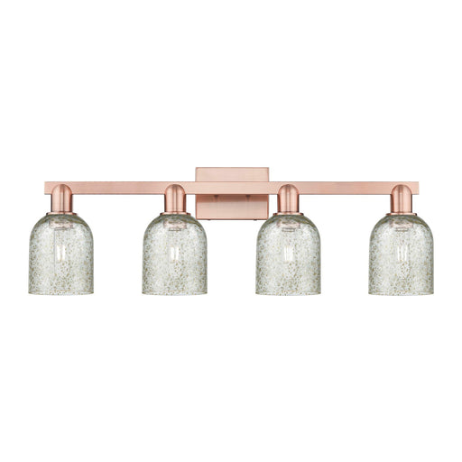 Innovations Caledonia 32in 4-Light Bath Vanity Light | Industrial Antique Copper Steel and Mica Glass | Bathroom Vanity & Powder | Model 716-4W-AC-G259
