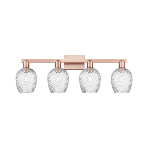 Innovations Salina 33in 4-Light Bath Vanity Light | Industrial Antique Copper Steel and Clear Spiral Fluted Glass | Bathroom Vanity | Model 716-4W-AC-G292