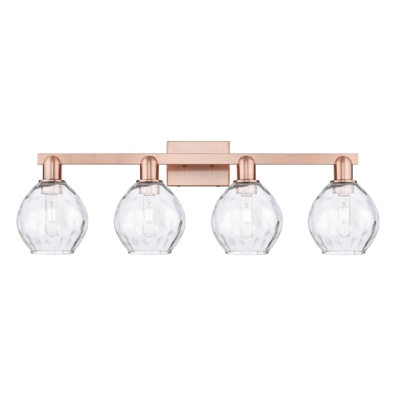 Innovations Waverly 33in 4-Light Bath Vanity Light | Industrial Antique Copper Steel and Clear Glass | Bathroom Vanity & Hallway | Model 716-4W-AC-G362