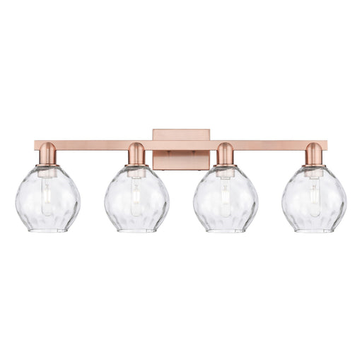 Innovations Waverly 33in 4-Light Bath Vanity Light | Industrial Antique Copper Steel and Clear Glass | Bathroom Vanity & Hallway | Model 716-4W-AC-G362