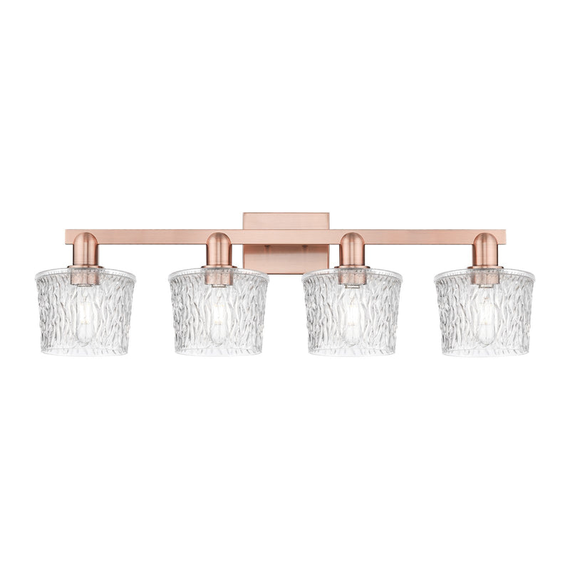 Innovations Niagara 34in 4-Light Bath Vanity Light | Industrial Antique Copper Steel and Clear Glass | Bathroom Vanity | Model 716-4W-AC-G402
