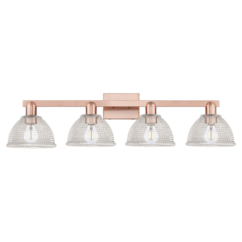 Innovations Arietta 35in 4-Light Bath Vanity Light | Industrial Antique Copper Steel and Clear Glass | Bathroom Vanity Above Mirror | Model 716-4W-AC-G422