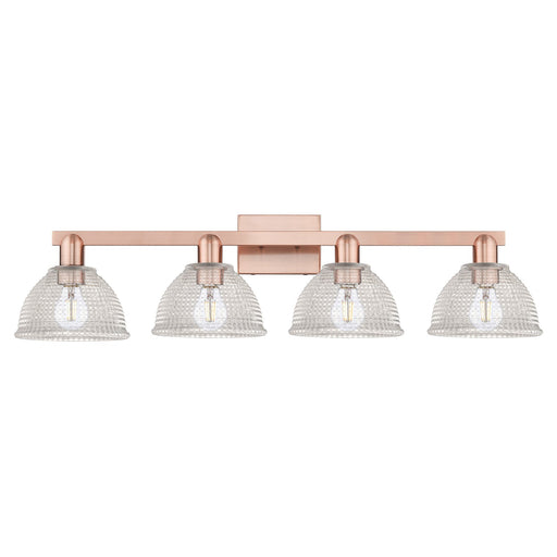 Innovations Arietta 35in 4-Light Bath Vanity Light | Industrial Antique Copper Steel and Clear Glass | Bathroom Vanity Above Mirror | Model 716-4W-AC-G422