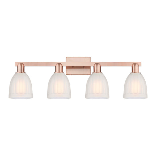 Innovations Brookfield 33in 4-Light Bath Vanity Light | Industrial Antique Copper Steel and White Frosted Ribbed Glass | Bathroom & | Model 716-4W-AC-G441
