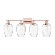 Innovations Preston 4Lt 36" Flute Bath Light, Copper/Clear - 716-4W-AC-G457-6CL