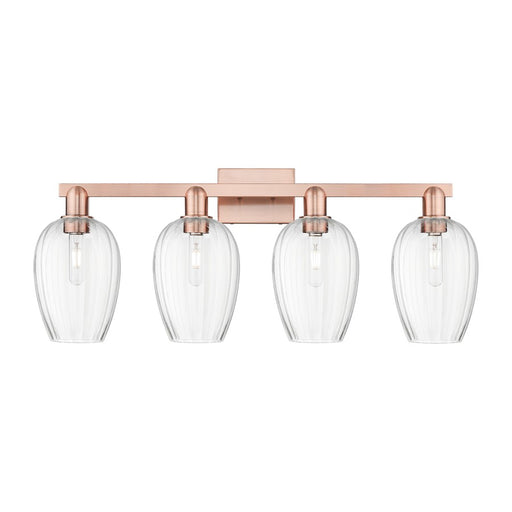 Innovations Preston 4Lt 36" Flute Bath Light, Copper/Clear - 716-4W-AC-G457-6CL