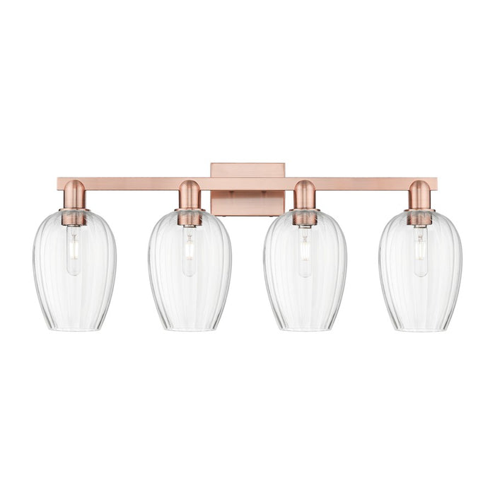 Innovations Preston 4Lt 36" Flute Bath Light, Copper/Clear - 716-4W-AC-G457-6CL