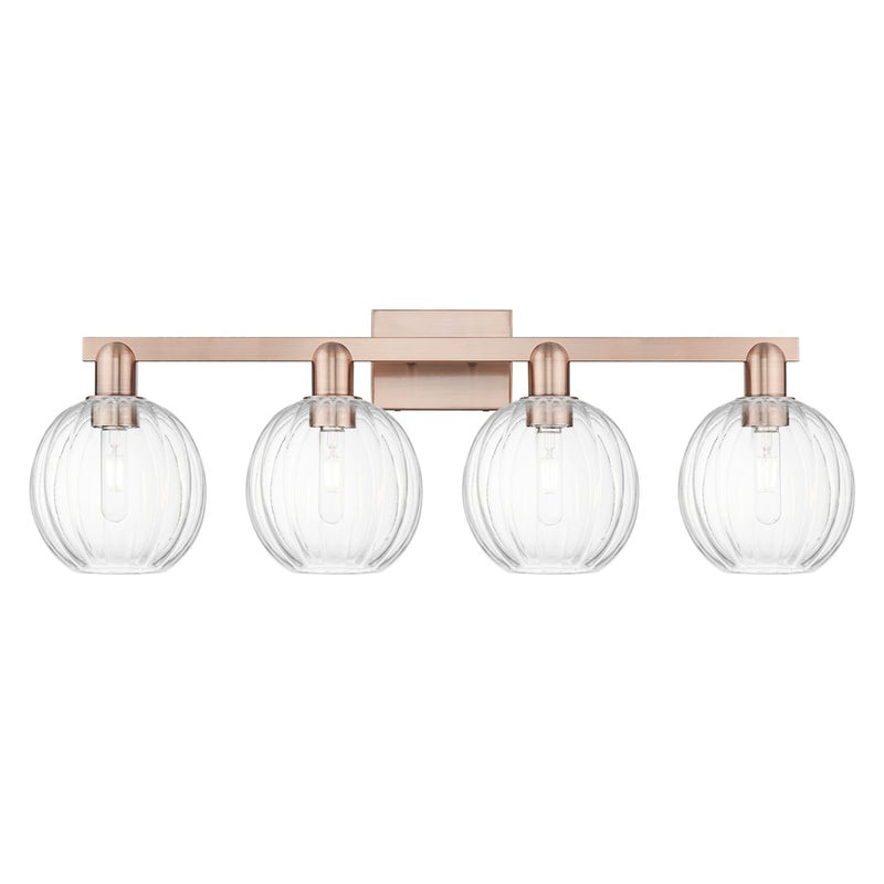 Innovations Preston 4Lt 36" Globe Bath Light, Copper/Clear - 716-4W-AC-G458-7CL