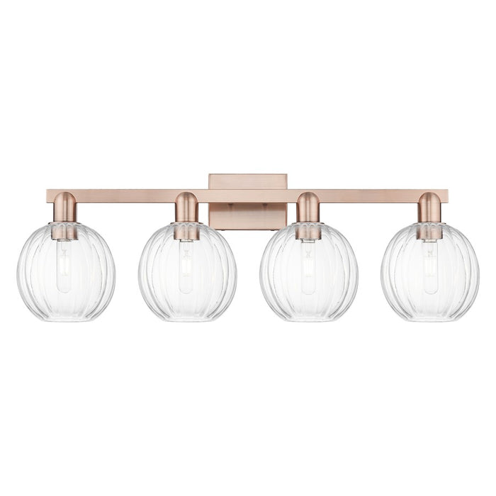 Innovations Preston 4Lt 36" Globe Bath Light, Copper/Clear - 716-4W-AC-G458-7CL