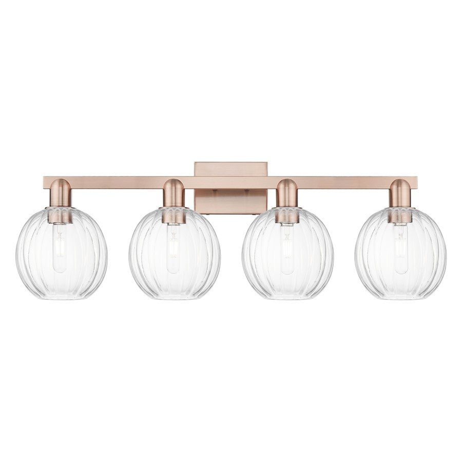 Innovations Preston 4Lt 36" Globe Bath Light, Copper/Clear - 716-4W-AC-G458-7CL