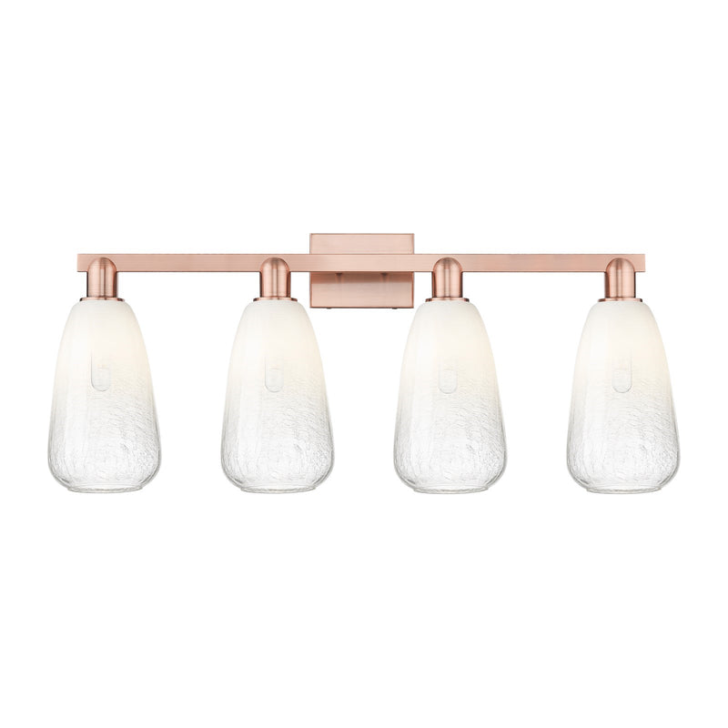 Innovations Brookhaven Almond 33in 4-Light Bath Vanity Light | Industrial Antique Copper Steel and Opal Glass | Bathroom Vanity | Model 716-4W-AC-G480-6OP